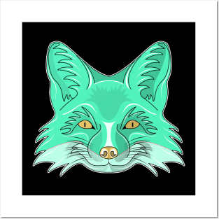 cyan fox face Posters and Art